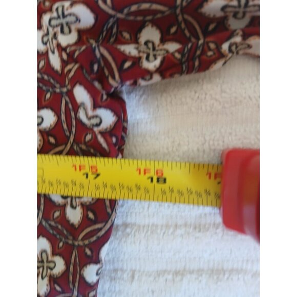 Max Studio Women's FLORAL Round Neck Long Sleeve Knee Length Dress SZ S maroon - Picture 2 of 15